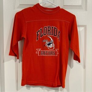 VTG 80's University of Florida Gators Kids 3/4 Sleeve Shirt Sz 8/10 Orange Tee